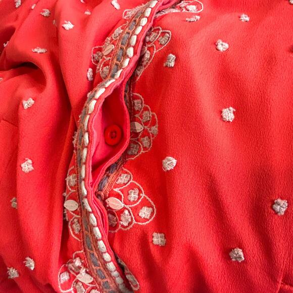 Anthropologie Conditions Apply Arabella Jacket Size XS Red Embroidered Bomber - Picture 14 of 16